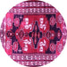 Round Persian Pink Traditional Rug, tr1406pnk