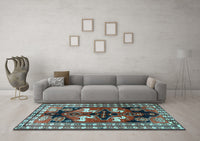 Machine Washable Persian Light Blue Traditional Rug, wshtr1406lblu