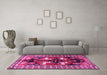 Machine Washable Persian Pink Traditional Rug in a Living Room, wshtr1406pnk