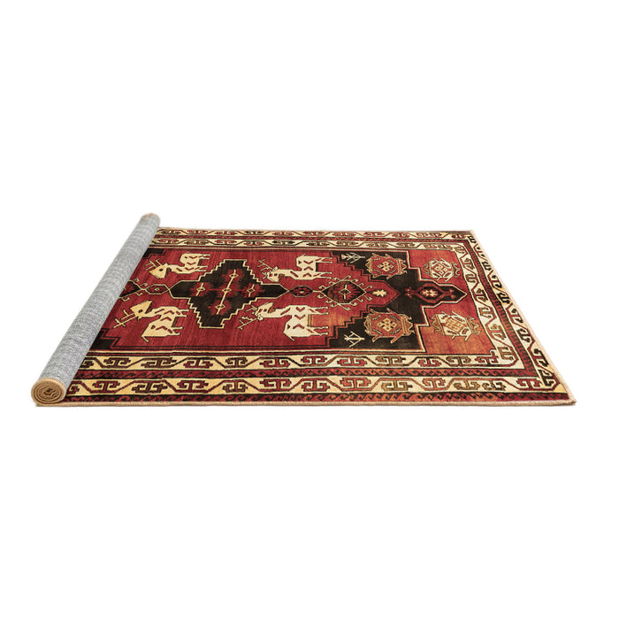 Sideview of Machine Washable Persian Brown Traditional Rug, wshtr1406brn