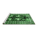 Sideview of Machine Washable Persian Emerald Green Traditional Area Rugs, wshtr1406emgrn