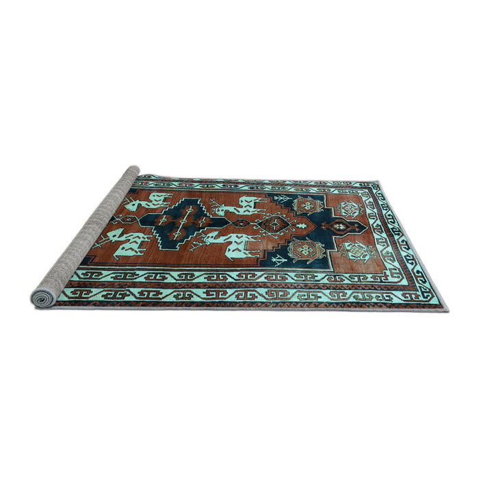 Sideview of Machine Washable Persian Light Blue Traditional Rug, wshtr1406lblu