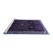 Sideview of Machine Washable Persian Blue Traditional Rug, wshtr1407blu