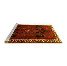 Sideview of Machine Washable Persian Yellow Traditional Rug, wshtr1407yw