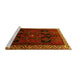 Sideview of Machine Washable Persian Yellow Traditional Rug, wshtr1407yw