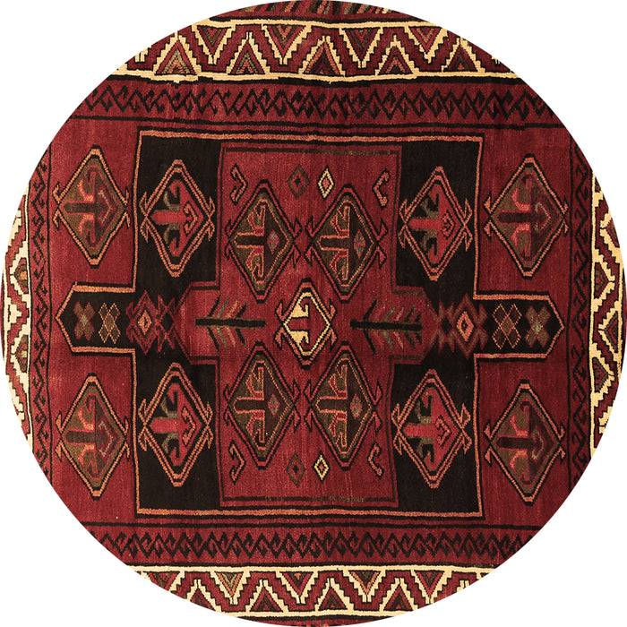 Round Persian Brown Traditional Rug, tr1407brn