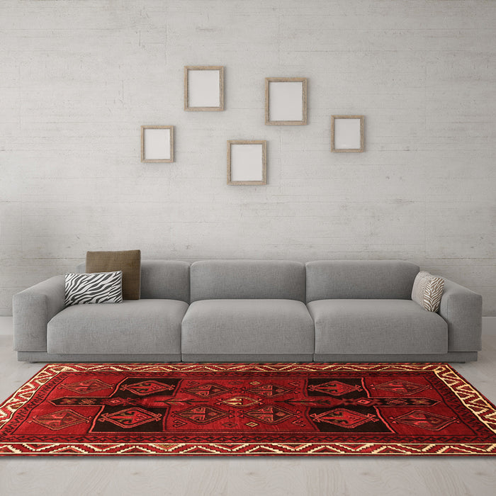 Machine Washable Persian Orange Traditional Area Rugs in a Living Room, wshtr1407org
