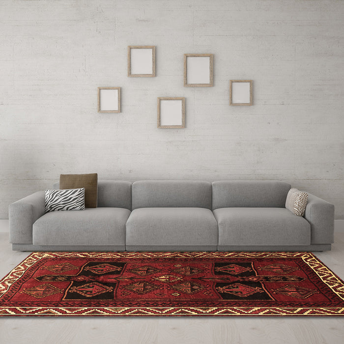 Machine Washable Persian Brown Traditional Rug in a Living Room,, wshtr1407brn
