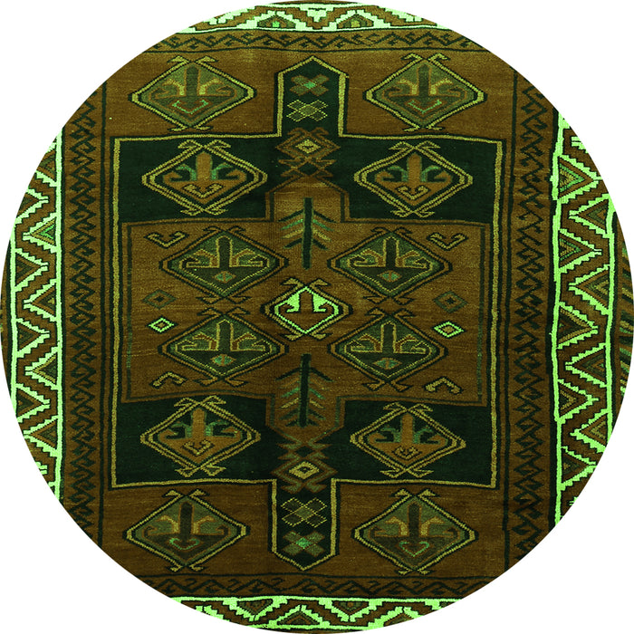 Square Persian Green Traditional Rug, tr1407grn