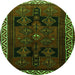 Square Persian Green Traditional Rug, tr1407grn