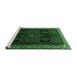 Sideview of Machine Washable Persian Emerald Green Traditional Area Rugs, wshtr1407emgrn