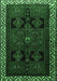 Machine Washable Persian Emerald Green Traditional Area Rugs, wshtr1407emgrn