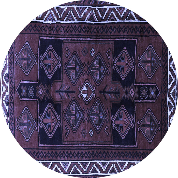 Round Persian Blue Traditional Rug, tr1407blu