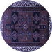 Round Persian Blue Traditional Rug, tr1407blu
