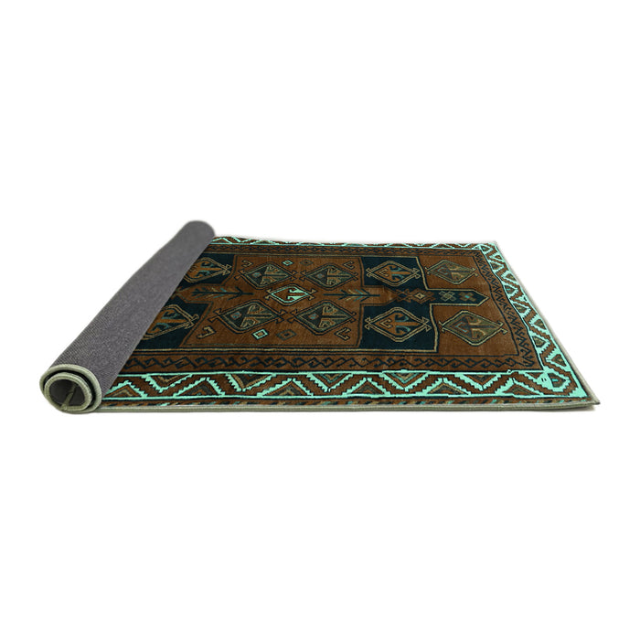 Sideview of Persian Turquoise Traditional Rug, tr1407turq