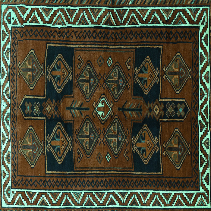 Square Persian Turquoise Traditional Rug, tr1407turq