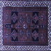 Square Persian Blue Traditional Rug, tr1407blu