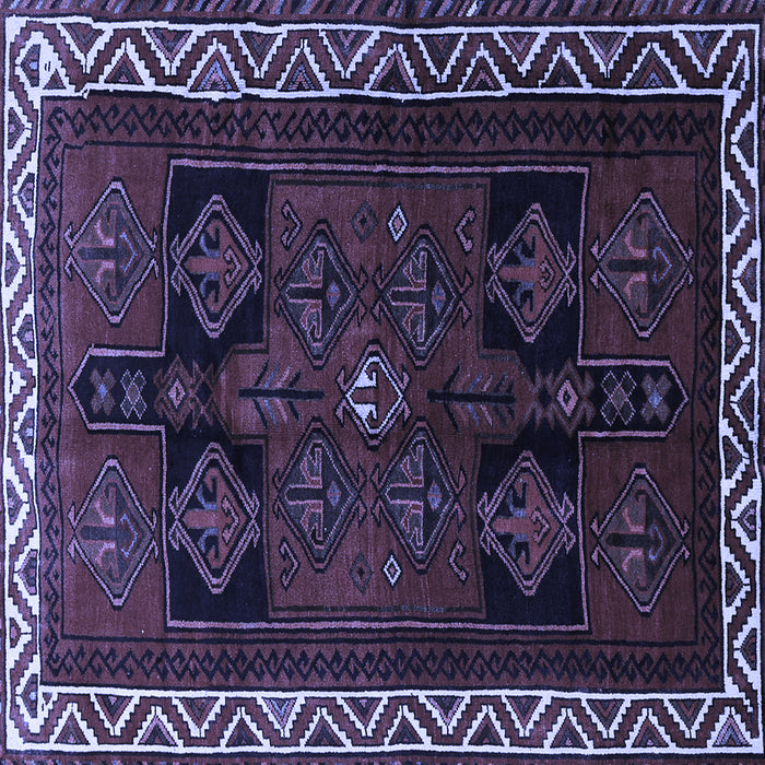 Square Machine Washable Persian Blue Traditional Rug, wshtr1407blu