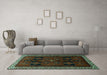 Machine Washable Persian Turquoise Traditional Area Rugs in a Living Room,, wshtr1407turq