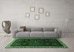 Machine Washable Persian Emerald Green Traditional Area Rugs in a Living Room,, wshtr1407emgrn