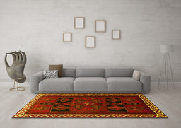 Machine Washable Persian Yellow Traditional Rug in a Living Room, wshtr1407yw