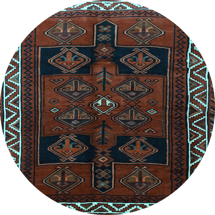 Round Persian Light Blue Traditional Rug, tr1407lblu