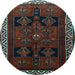 Round Persian Light Blue Traditional Rug, tr1407lblu