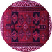 Round Persian Pink Traditional Rug, tr1407pnk