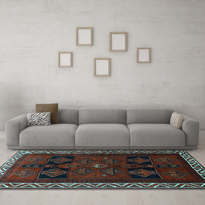 Machine Washable Persian Light Blue Traditional Rug in a Living Room, wshtr1407lblu
