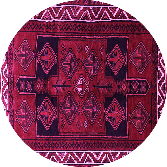 Round Machine Washable Persian Pink Traditional Rug, wshtr1407pnk