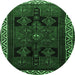 Round Persian Emerald Green Traditional Rug, tr1407emgrn