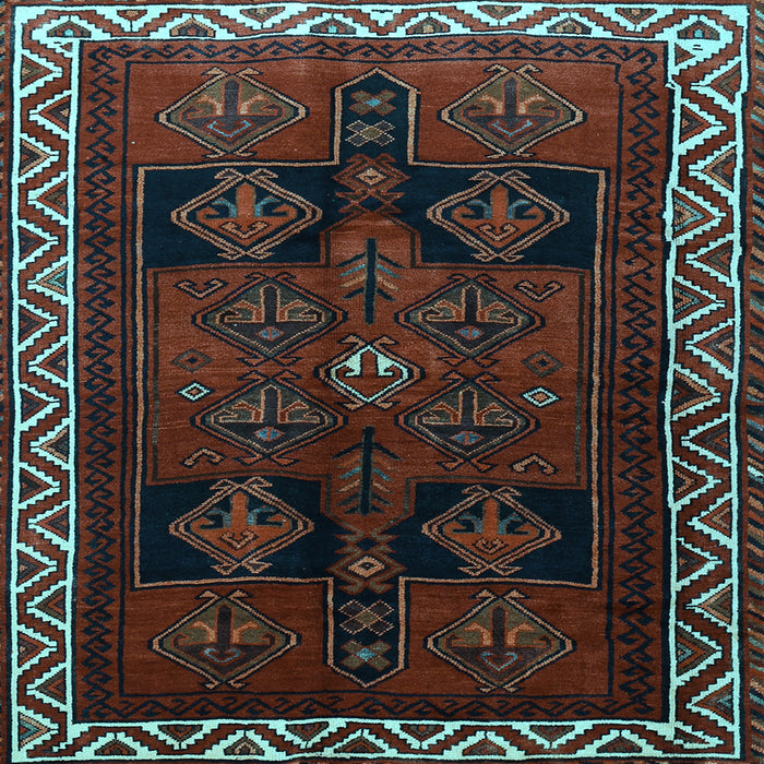Square Machine Washable Persian Light Blue Traditional Rug, wshtr1407lblu
