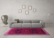 Machine Washable Persian Pink Traditional Rug in a Living Room, wshtr1407pnk