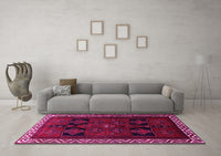 Machine Washable Persian Pink Traditional Rug, wshtr1407pnk