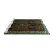 Sideview of Machine Washable Persian Turquoise Traditional Area Rugs, wshtr1407turq