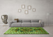 Machine Washable Persian Green Traditional Area Rugs in a Living Room,, wshtr1408grn