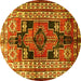 Round Persian Yellow Traditional Rug, tr1408yw