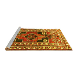 Sideview of Machine Washable Persian Yellow Traditional Rug, wshtr1408yw