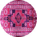 Round Persian Pink Traditional Rug, tr1408pnk