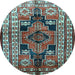 Round Machine Washable Persian Light Blue Traditional Rug, wshtr1408lblu