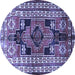 Round Persian Blue Traditional Rug, tr1408blu