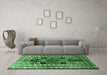 Machine Washable Persian Emerald Green Traditional Area Rugs in a Living Room,, wshtr1408emgrn