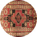 Round Persian Brown Traditional Rug, tr1408brn