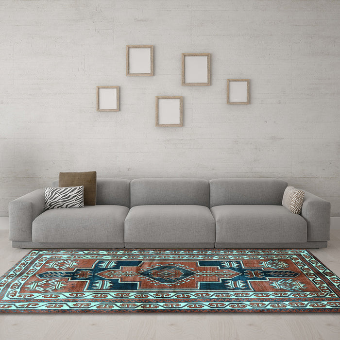 Machine Washable Persian Light Blue Traditional Rug in a Living Room, wshtr1408lblu