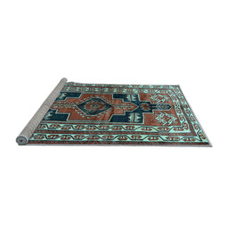 Sideview of Machine Washable Persian Light Blue Traditional Rug, wshtr1408lblu