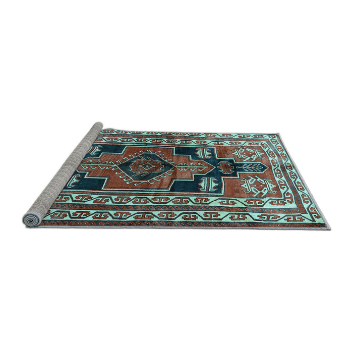 Sideview of Machine Washable Persian Light Blue Traditional Rug, wshtr1408lblu