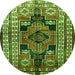 Square Persian Green Traditional Rug, tr1408grn