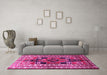 Machine Washable Persian Pink Traditional Rug in a Living Room, wshtr1408pnk