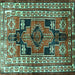 Square Machine Washable Persian Turquoise Traditional Area Rugs, wshtr1408turq