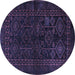 Round Machine Washable Persian Blue Traditional Rug, wshtr1409blu